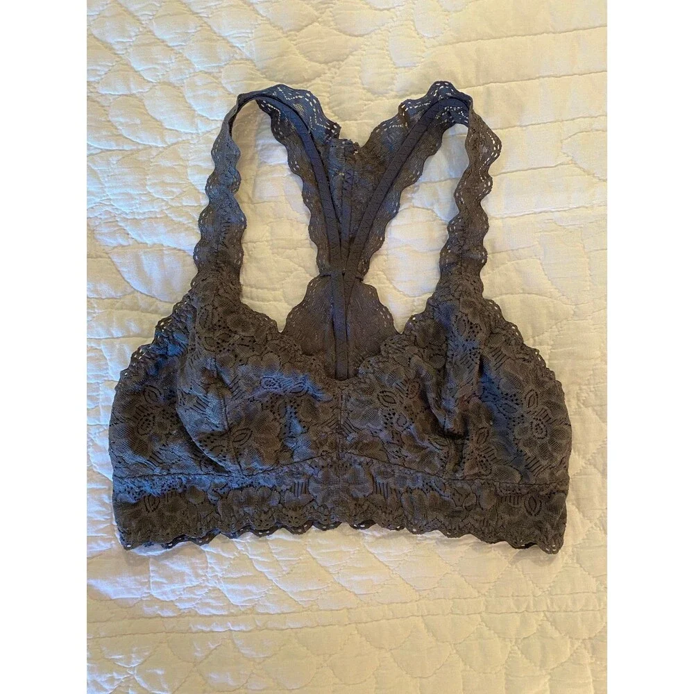 Felina Gray Bra Size‎ Medium Lacy Bralette Sexy Lingerie Could wear as a top